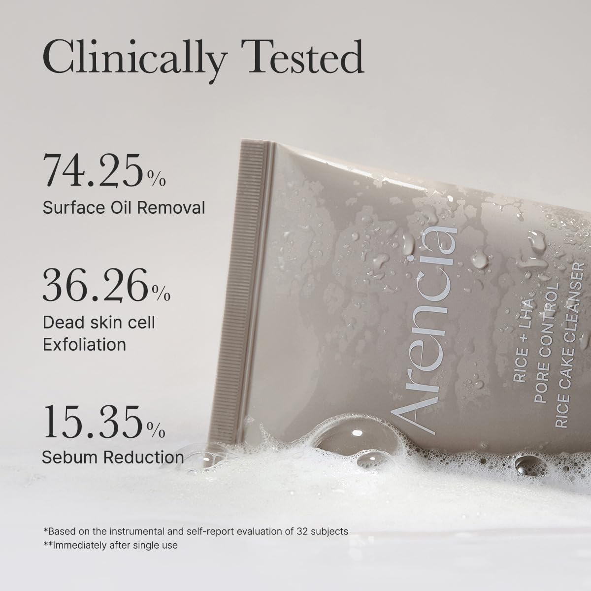 Arencia rice + LHA pore control rice cake cleanser