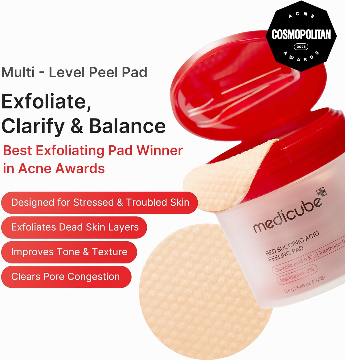 Medicube red succinct acid peeling pad