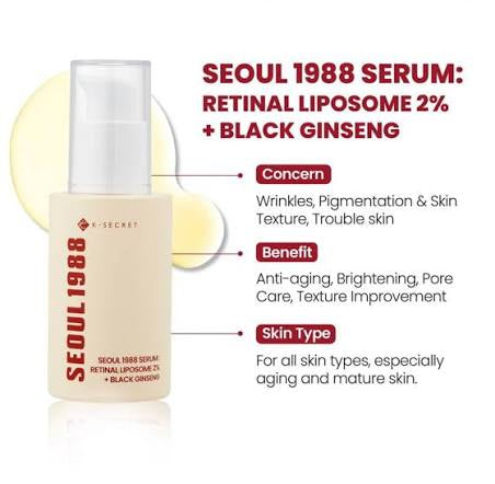 K-SECRET SEOUL 1988 Serum : Retinal Liposome 2% + black ginseng 50ml