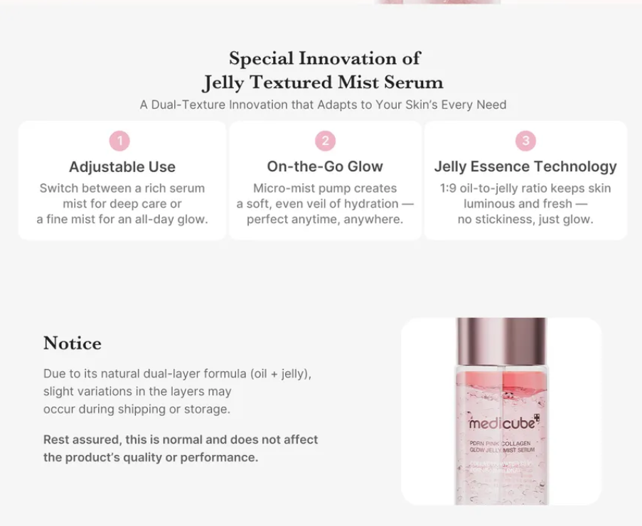 MEDICUBE PDRN COLLAGEN GLOW JELLY MIST SERUM 100ml