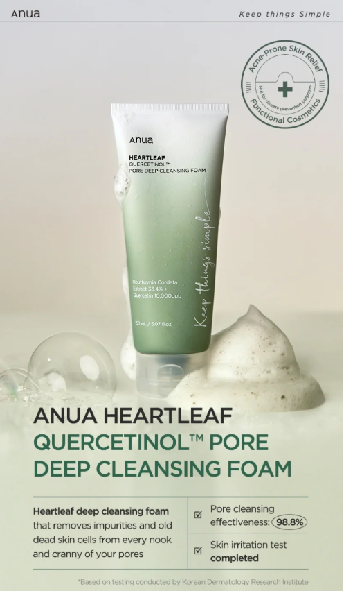 ANUA HEARTLEAFQUERCETINOL PORE DEEP CLEANSING FOAM ( heartleaf+ BHA )(25 ml)